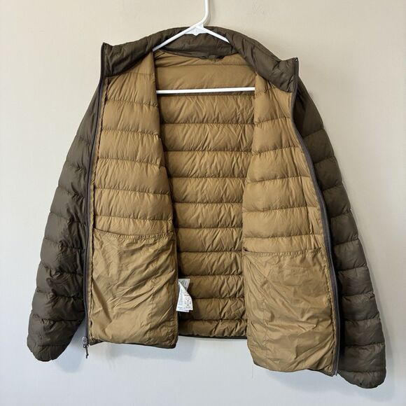 Eddie Bauer Men Down Puffer Jacket Medium Green Full Zip Quilted Lightweight - Picture 3 of 16